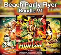 3个夏日海滩派对传单模板：Beach Party Flyer Bundle V1